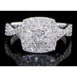 APPRASIL $1895 Sterling Silver Cushion Cut 1.00 ct Diamond Halo Engagement Ring